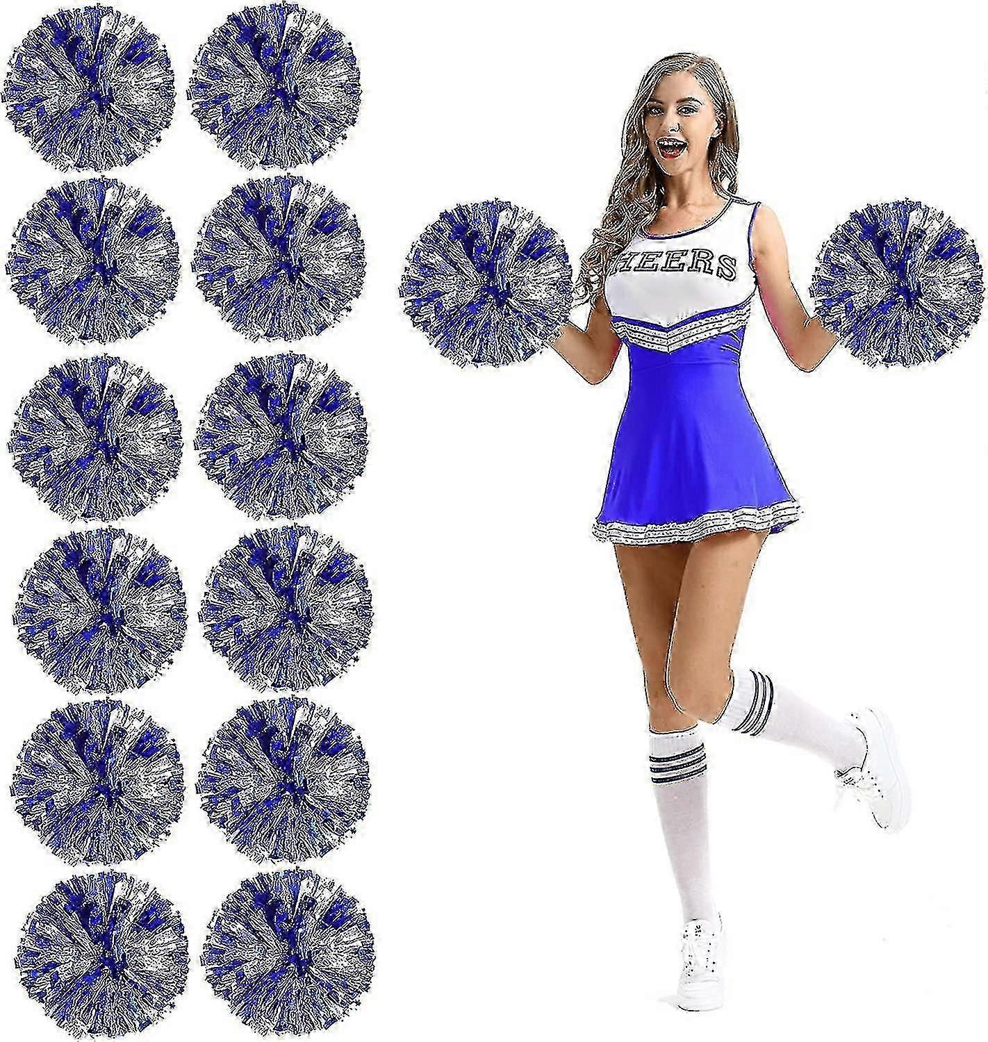 12pcs Cheerleading Pom Poms avec trous de doigts Feuille métallique Cheer Pom Poms