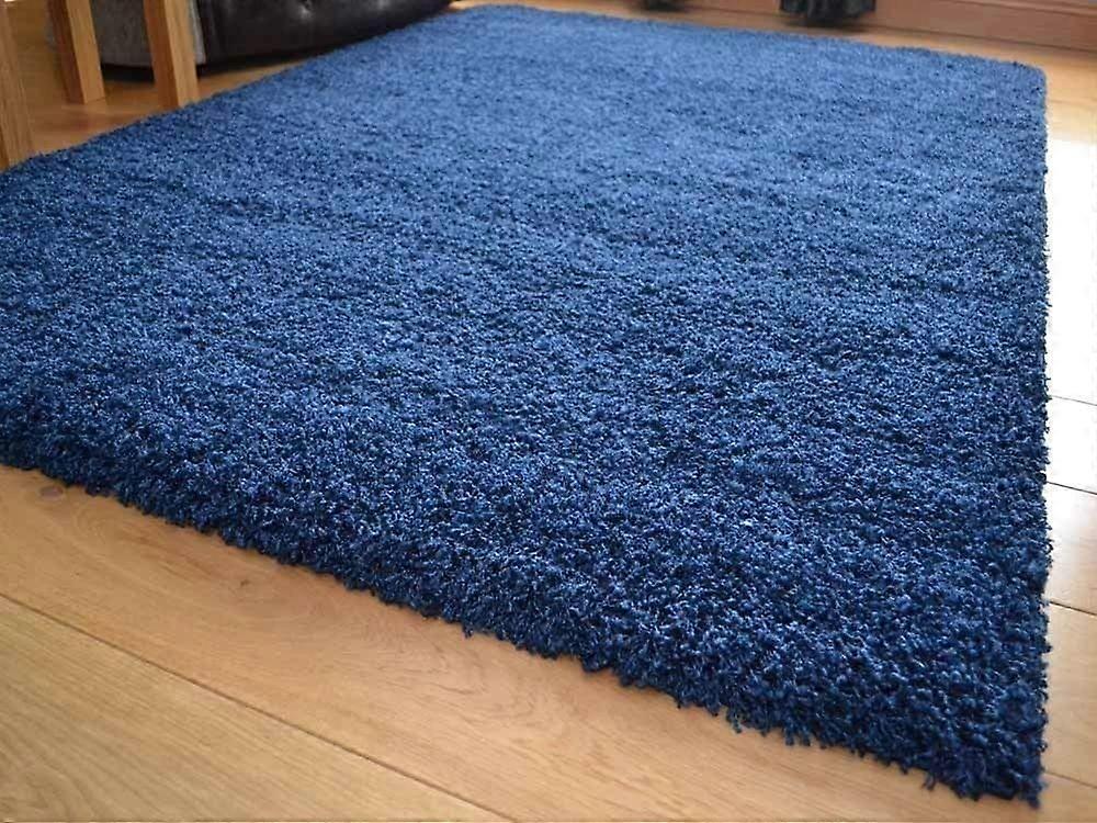 Soft Touch Shaggy Rug Navy Blue 5 Cm Dense Pile Thick Luxurious Available In Nine Sizes Including 160x220 Cm