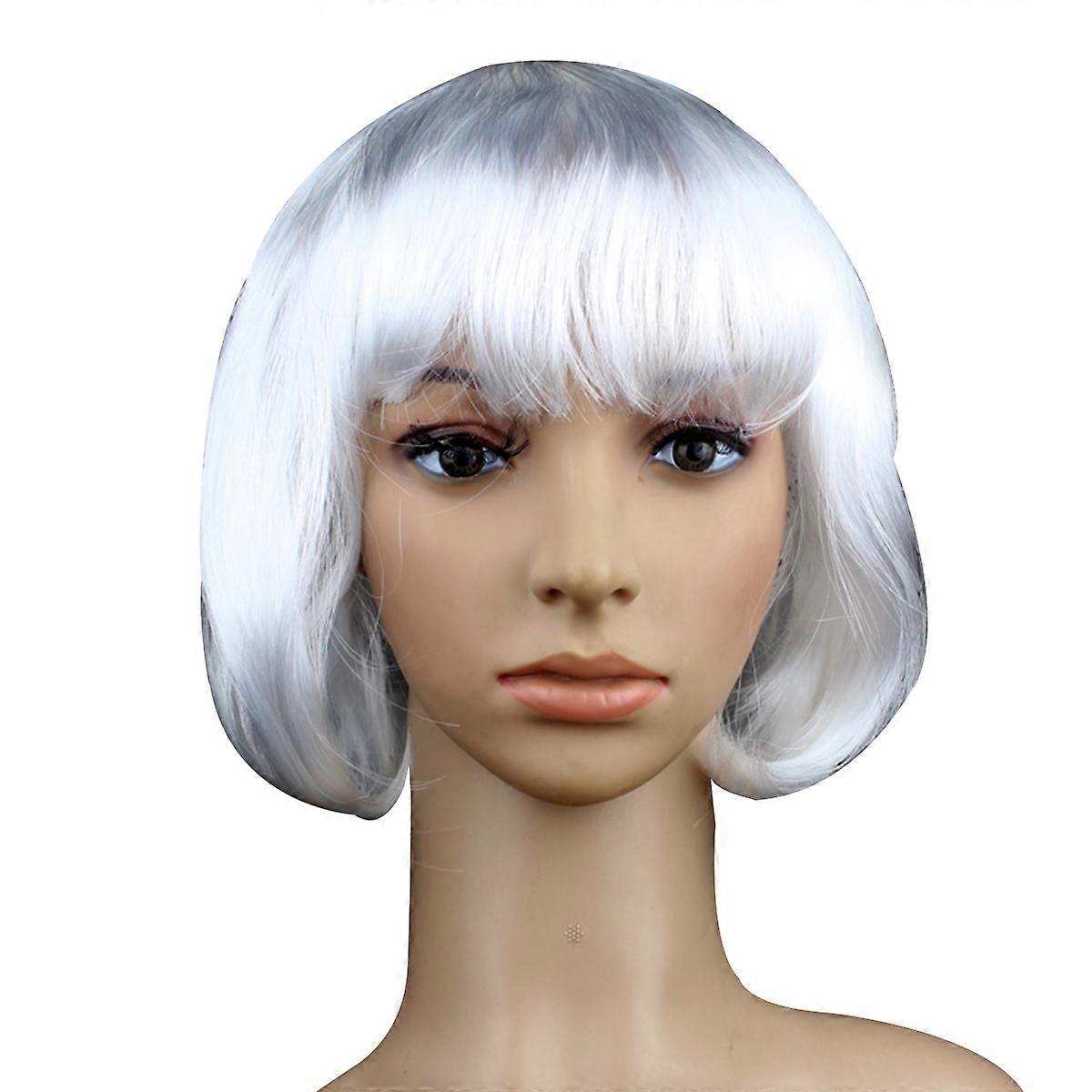 Head Wig Bob Wig Women for Party Use 1 Piece White