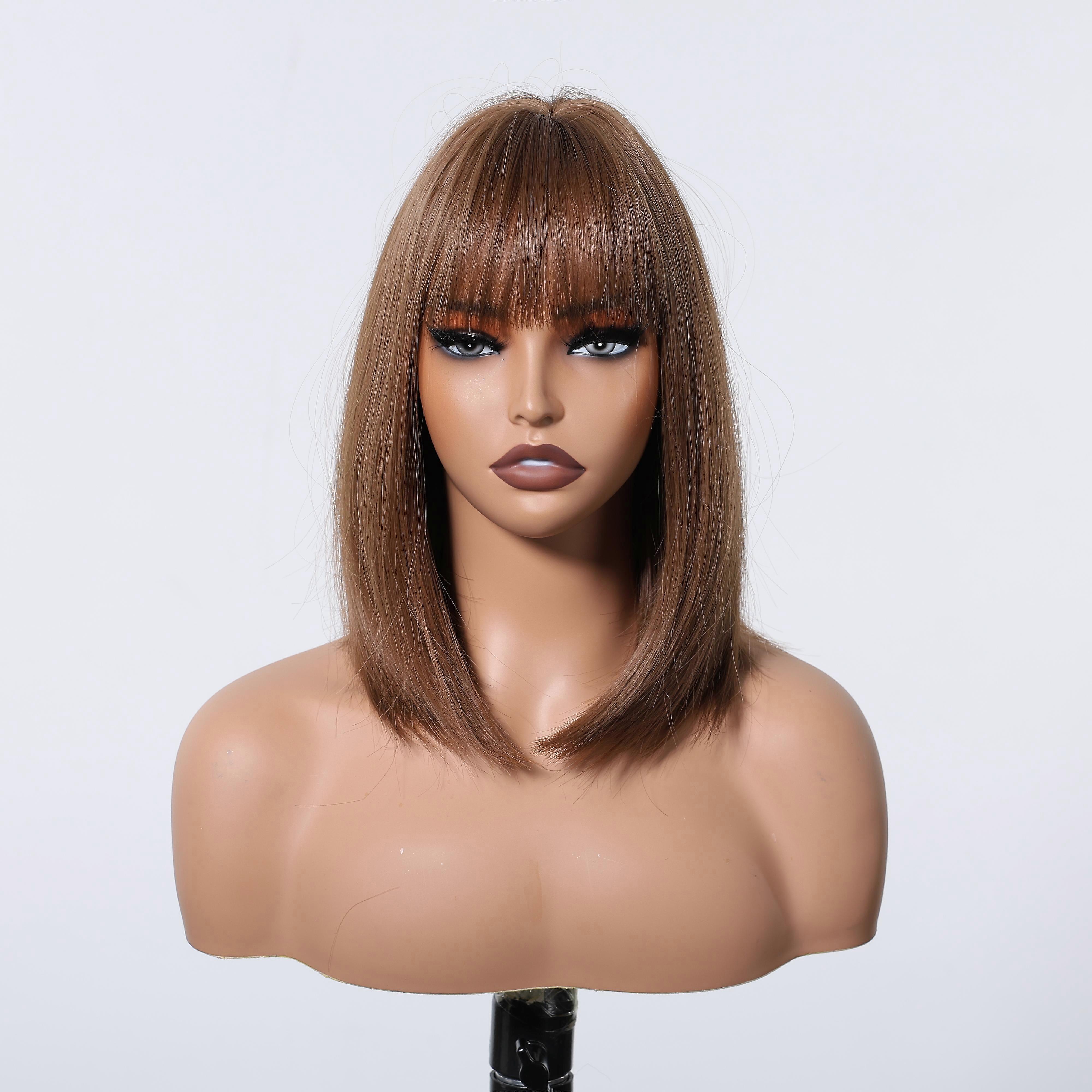 Natural Bob Machine-Made Synthetic Wig for Daily Wear – Heat-Resistant, Natural-Looking, Easy-to-Wear Hairstyle