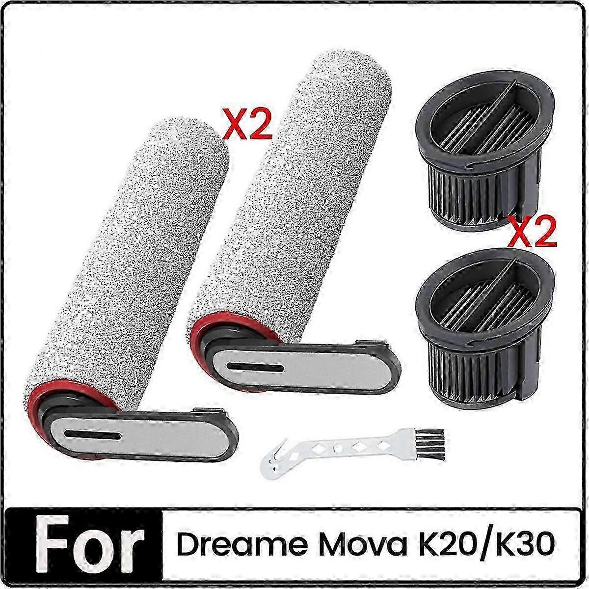 5PCS Brush Roller and HEPA Filter Set for Dreame Mova K20/K30 Series Cordless Dry and Wet Vacuum Cle