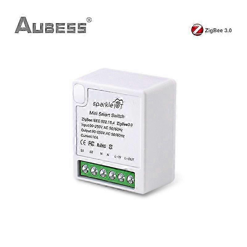 Aubess 16a Tuya Zigbee Mini Smart Switch Module Support Two Way Control Remote Control