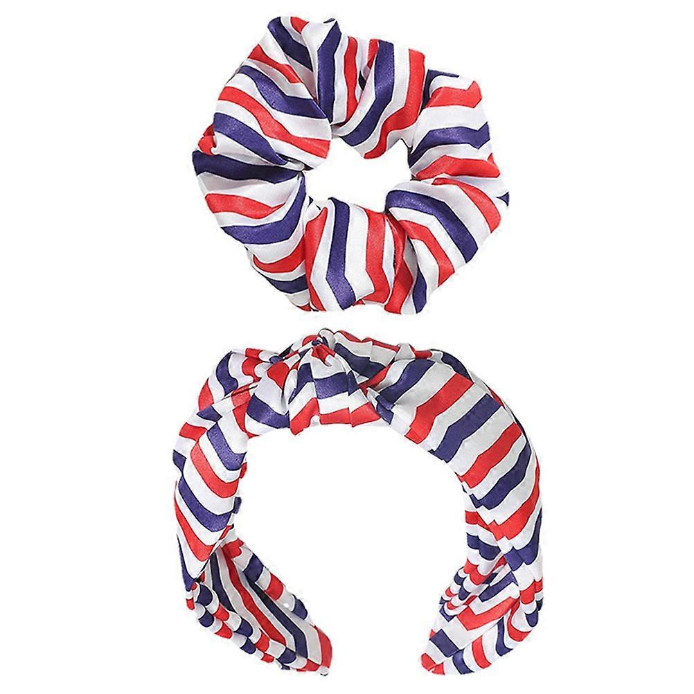 Hair Scrunchies Satin Knot Headband for Decoration 5Sets with Flag Patterns