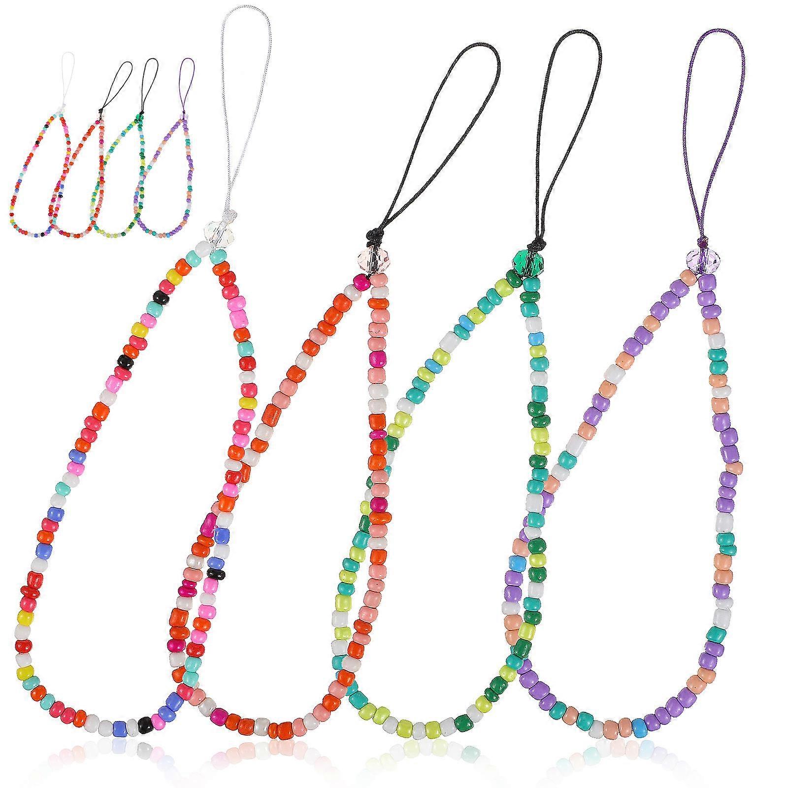 Mobile Phone Hanging Rope Colorful Beads Phone Wrist Strap Anti-Lost 40Pcs