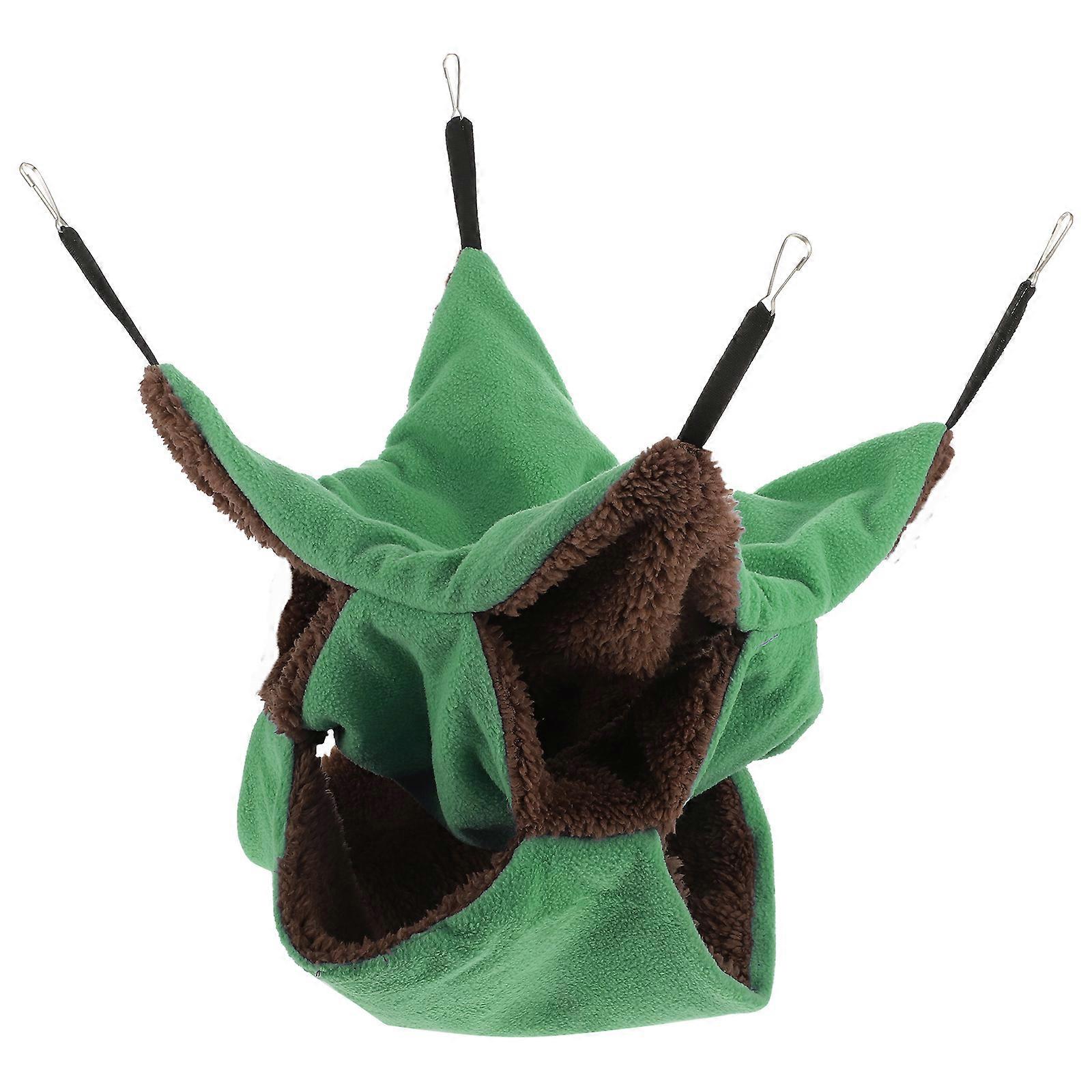 Bright Green Hamster Hammock Three-Layer Bed for Pet Comfort