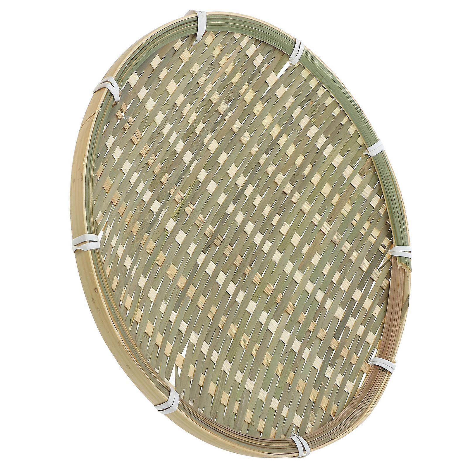Bamboo Woven Tray Serving Basket For Home Use In Light Green Color With Rustic Style 3Pcs