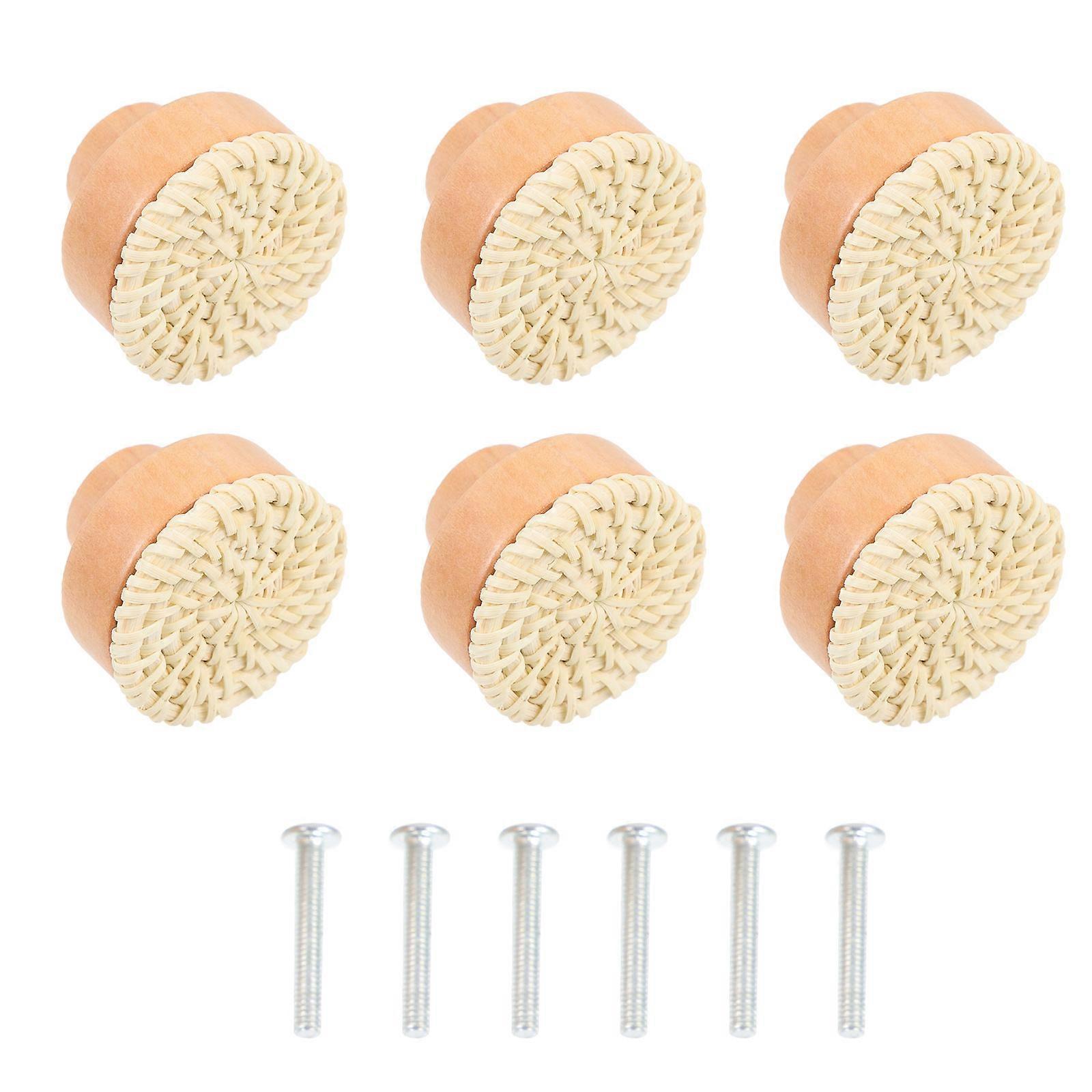 Round Wooden Dresser Knobs for Drawer Use 24Sets Bohemian Style White Knobs