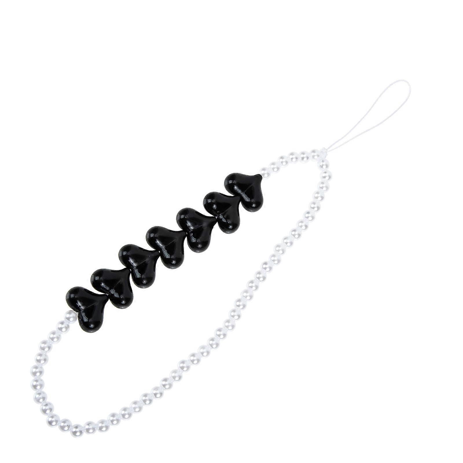 Heart Phone Wrist Strap Beaded Mobile Phone Chain for Cellphone Use 2Pcs