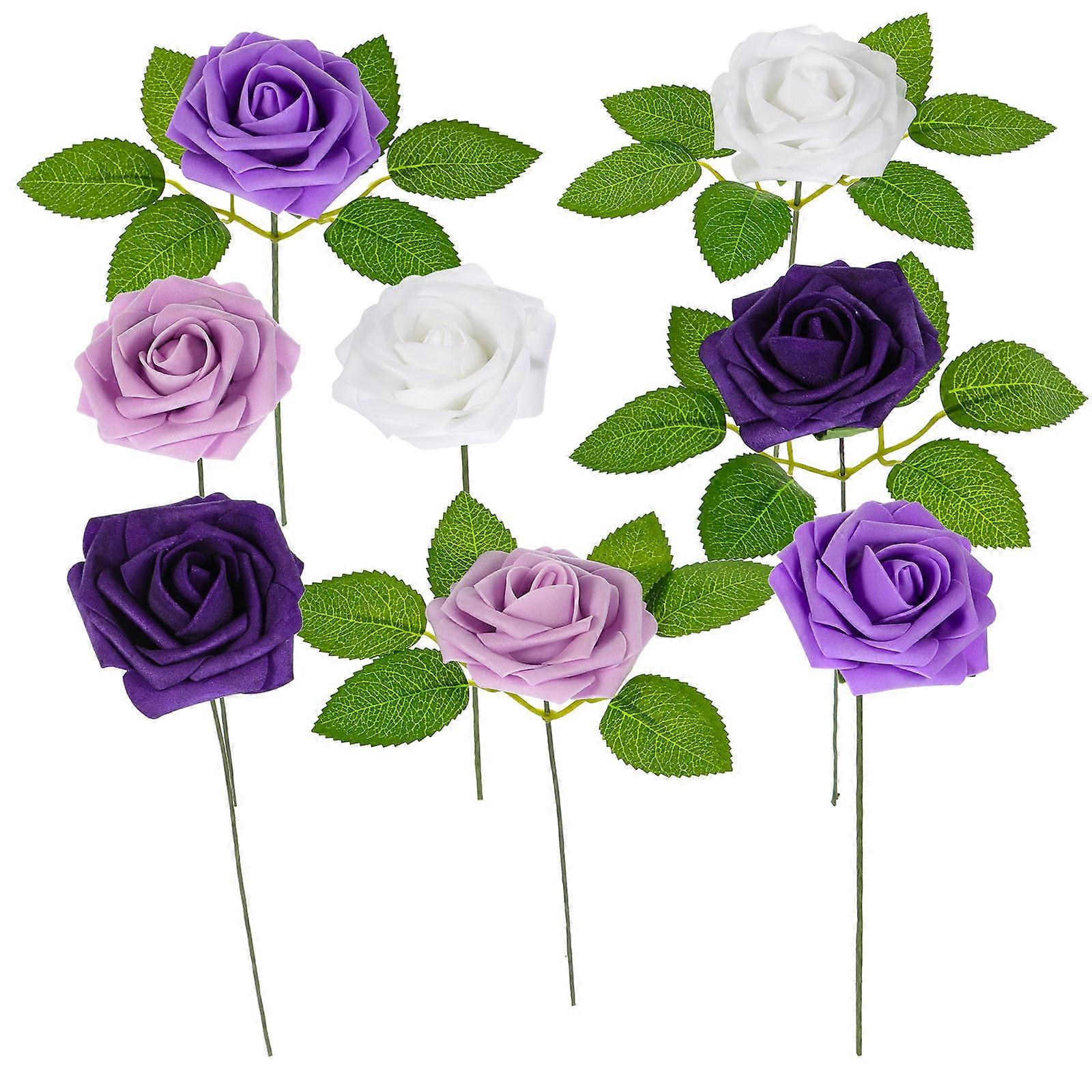 25Pcs Realistic Appearance Artificial Flowers For Home Decoration And Shop Window Display In Purple Shade