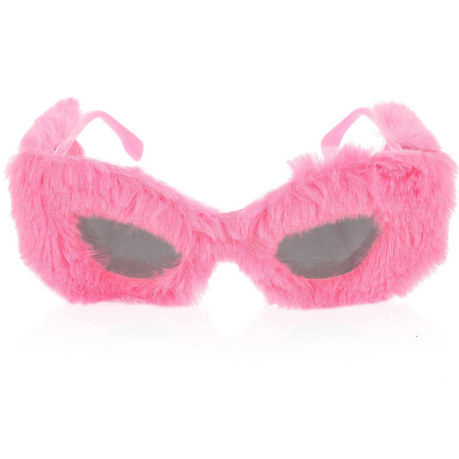 Pink Plush Design Sunglass for Party 4Pcs Fashion Eyewear Props