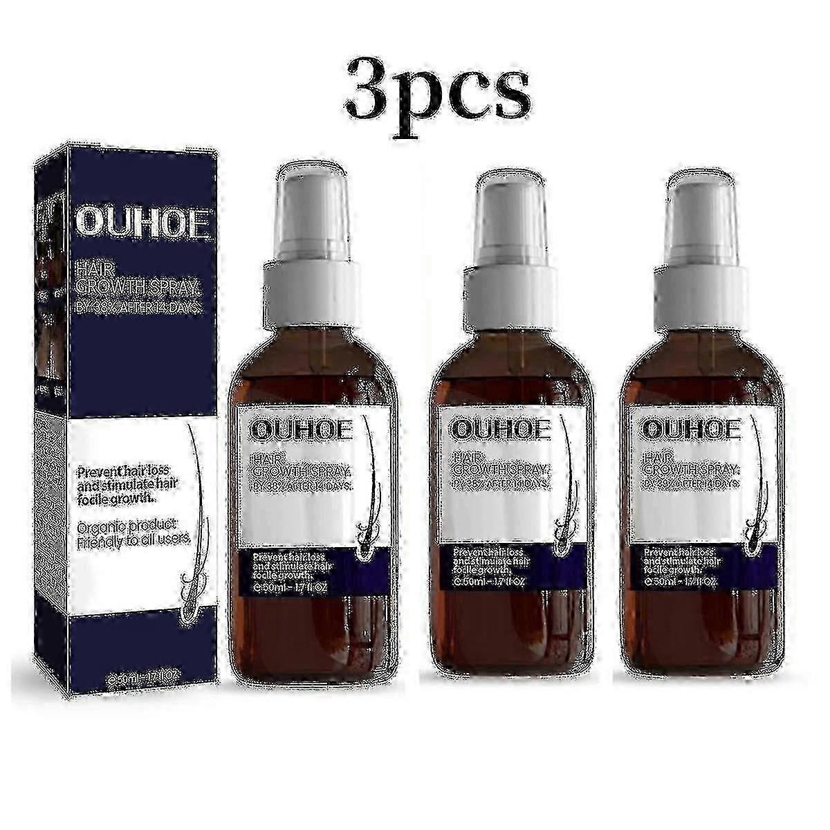 3 x 50 ml Spray do wzrostu włosów Ouhoe Nawilża skórę głowy Włosy zniszczone Włosy mocne Gęsty spray do wzrostu włosów