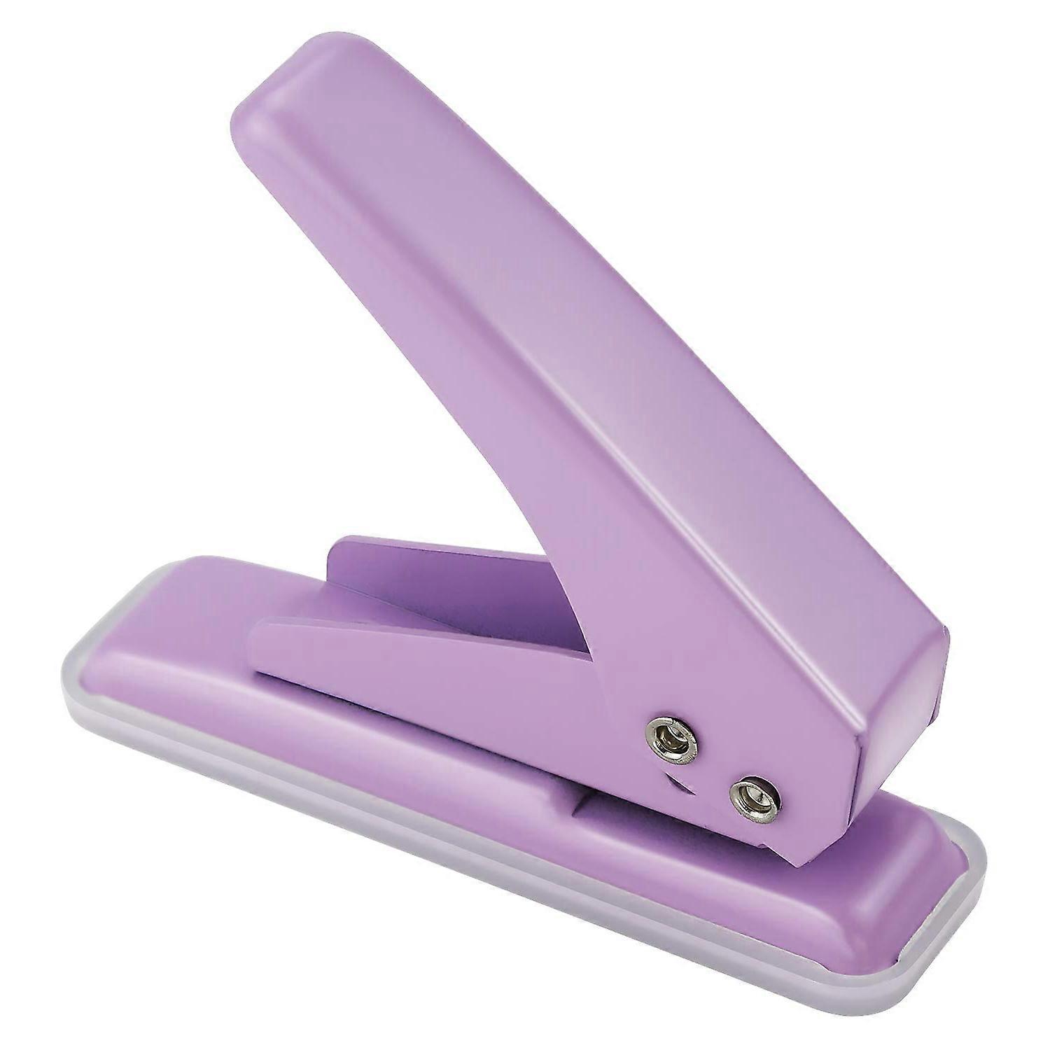 Single Hole Punch, 1/4 Inch Handheld Puncher with 20 Sheet Capacity, Non-Slip Base for Paper Crafting and Office Use, Purple