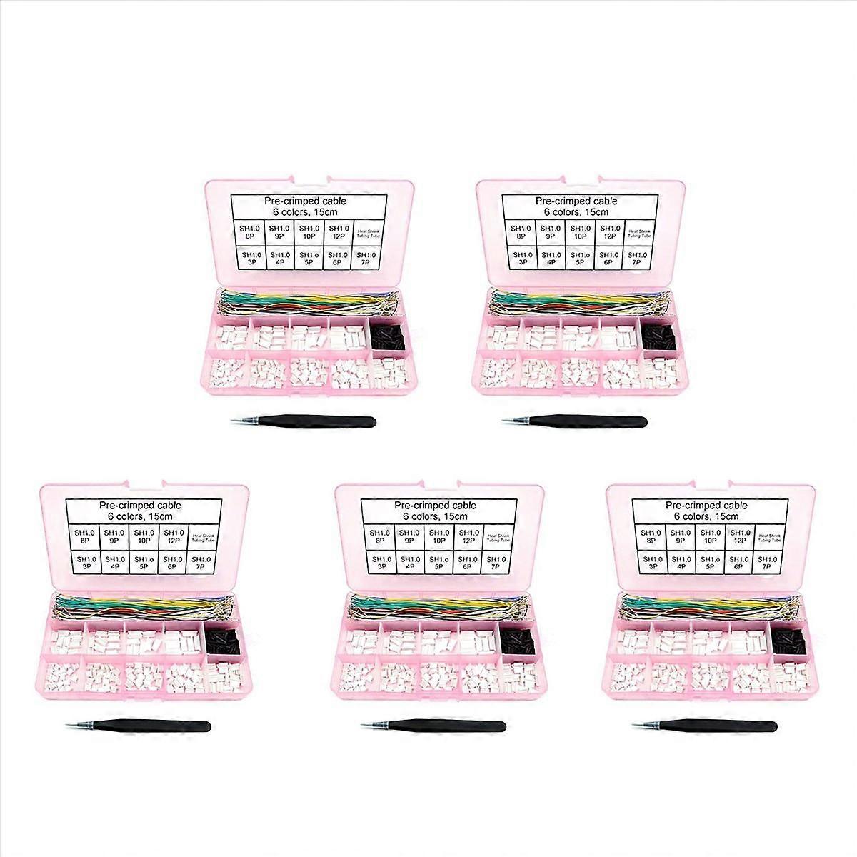 5X SH1.0 Connectors and Pre-Crimped Cables SH1.0mm for FPV Drone Flight Controller 15cm Wire