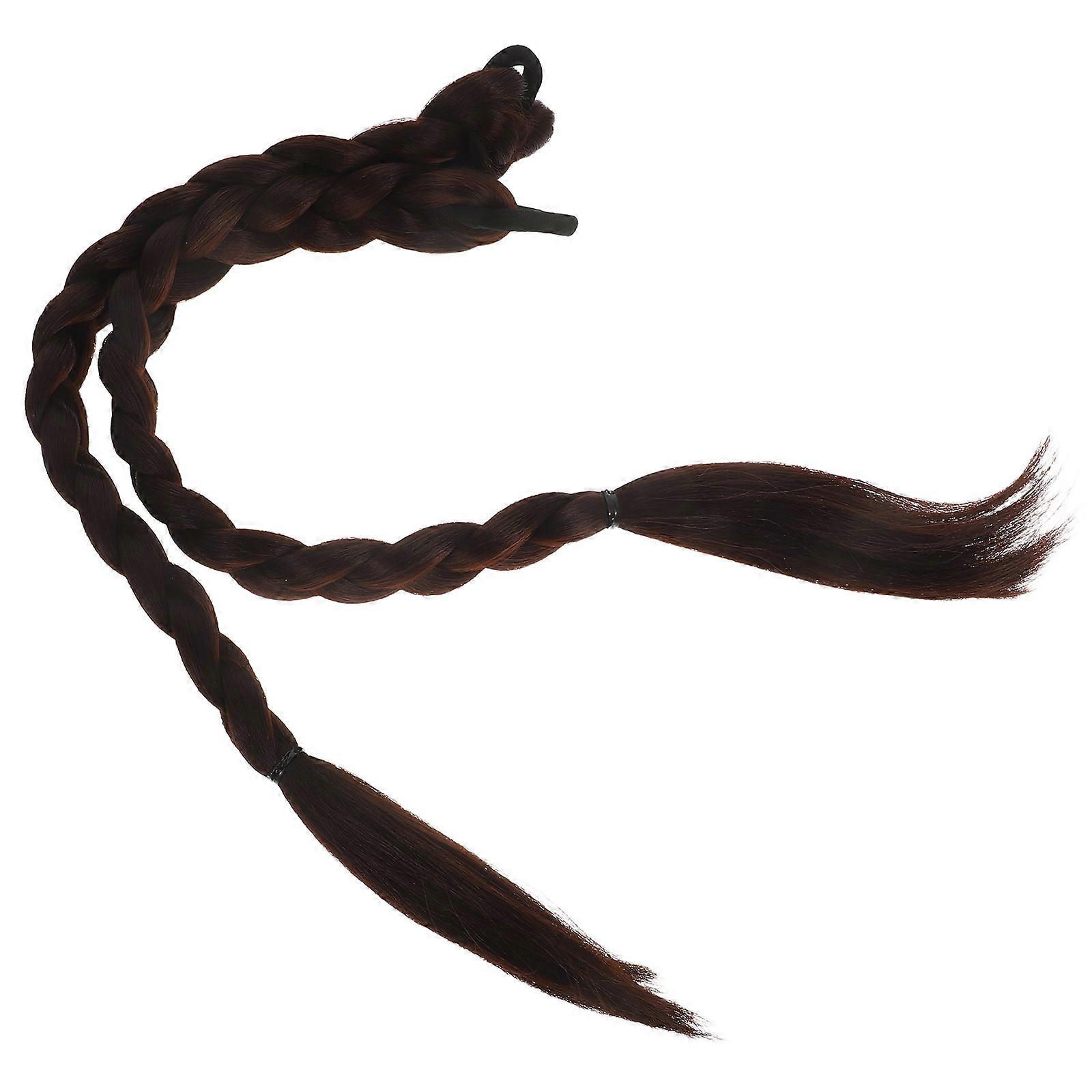 Braid Ponytail Extension 1 Pair Wrap Around Hairpiece with Elastic Tie Soft Synthetic Material for Event Use and Daily Wear 2Pcs