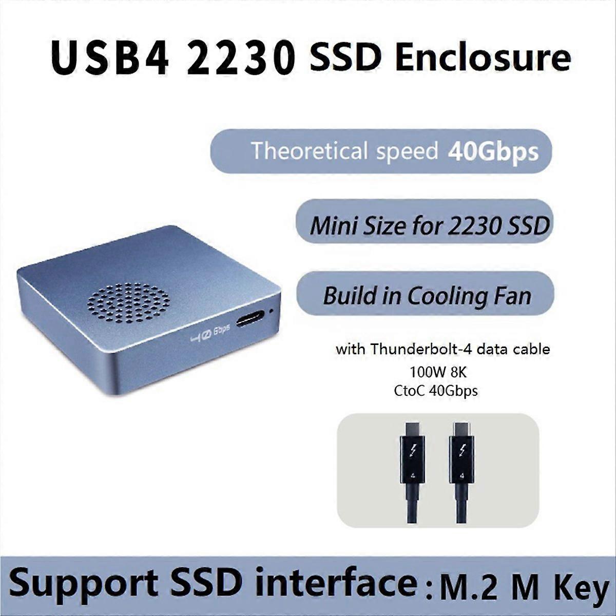 40Gbps 2230 M.2 NVMe USB 4.0 SSD Enclosure with Cooling Fan Compatible with TB3/4 for Laptop Compute