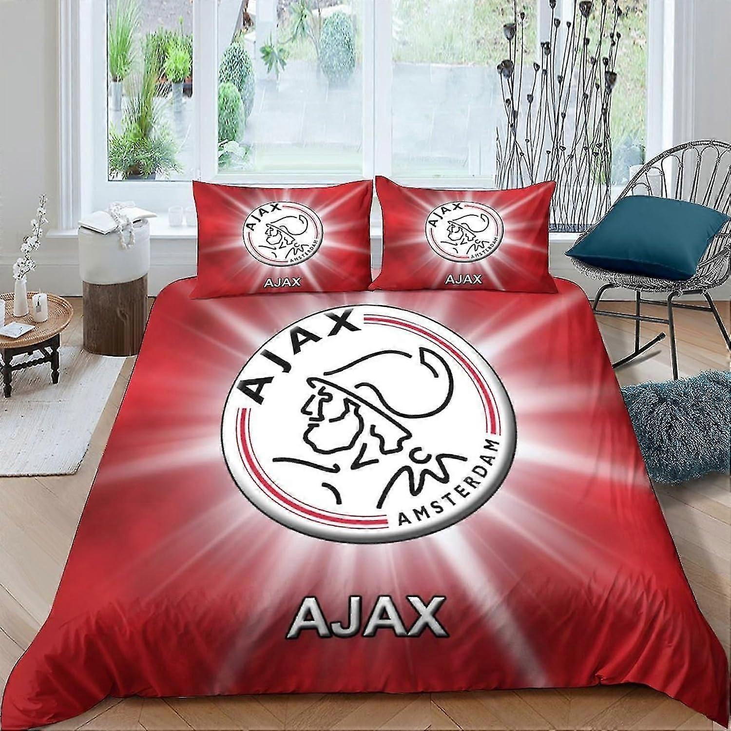 BARDYS AFC Ajax Roupa de cama Set Football Club Duvet Cover Set para 3D impresso 3 Pcs Set Soft Breathable Comforter Cover Capa de colcha com zíper Fechamento Sof