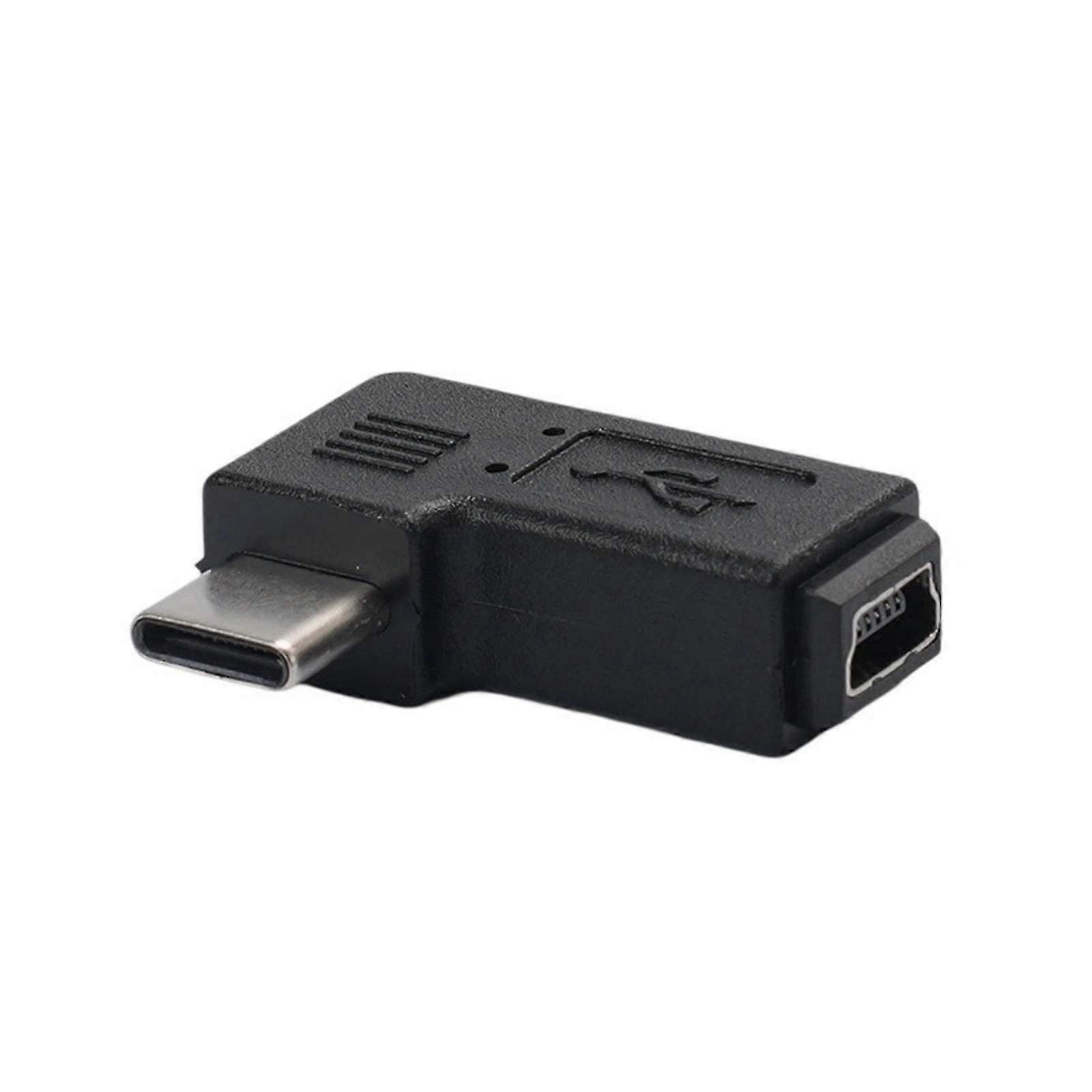 90 Degree Mini USB Female to Type-C Male Connector Support Charging and Data Sync for Cellphone Laptop Digital Camera