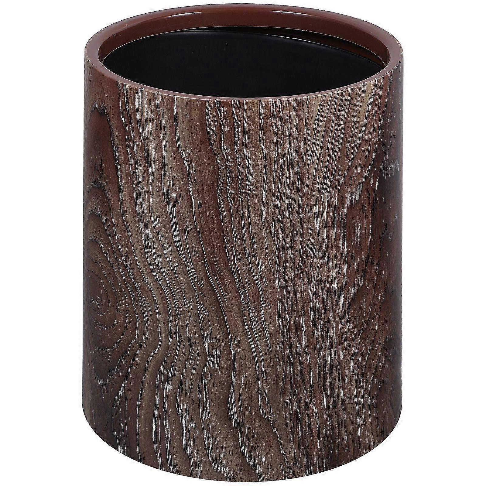 Kitchen No Lid Trash Can Imitation Wood Grain Garbage Can Waste Basket