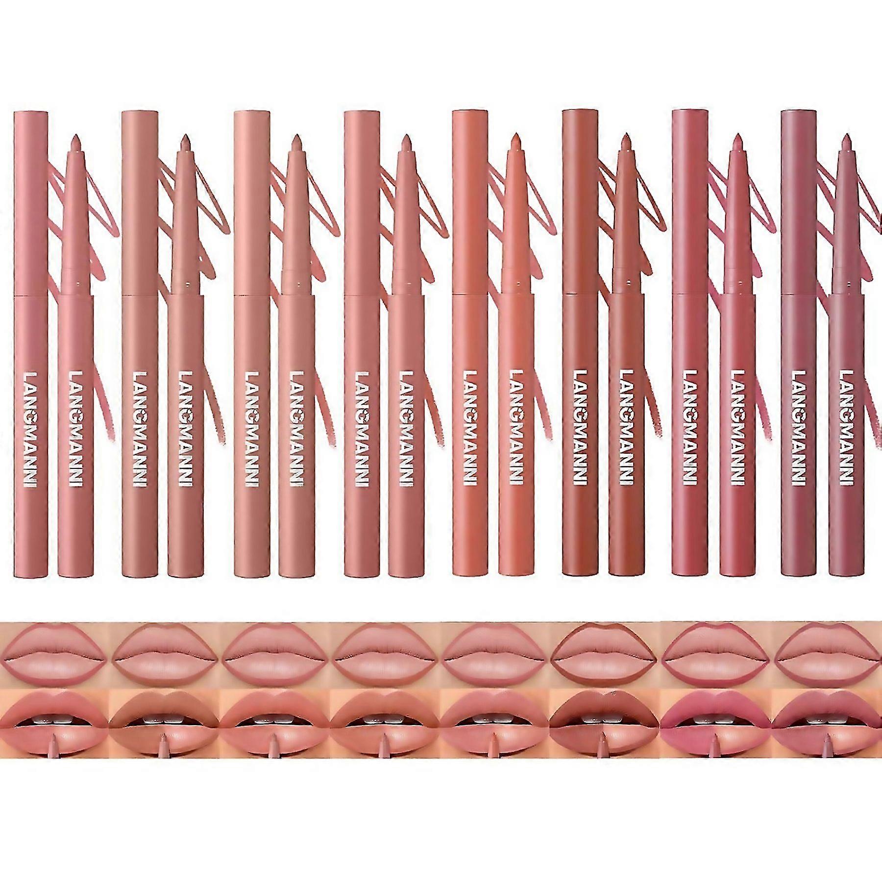 For 8pcs Sculpting Matte Velvet Lip Liner Set Smooth Creamy Texture Waterproof And High Pigmented Fo