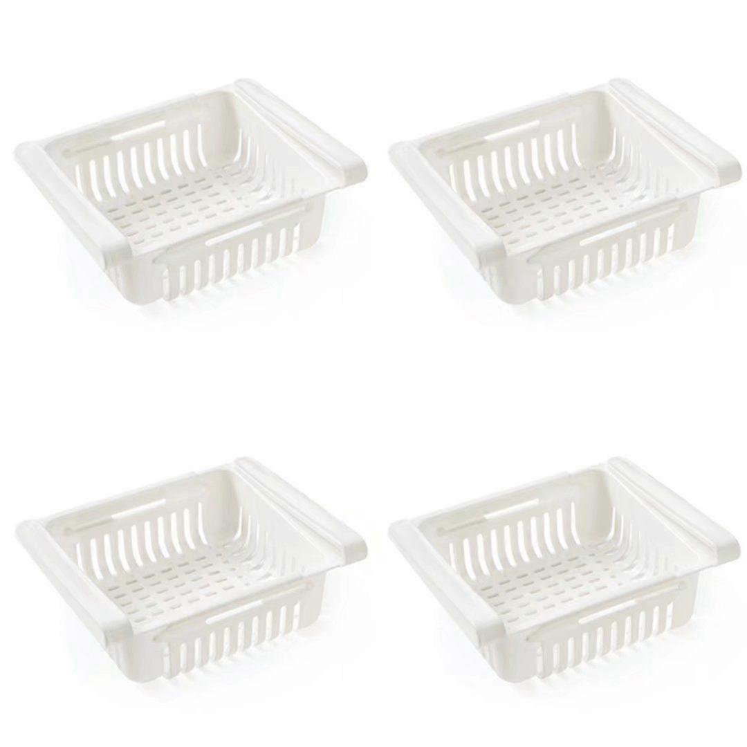 Refrigerator Sliding Storage Box Refrigerator Partition Layer Refrigerator Storage Refrigerator Partition Layer (4 White)