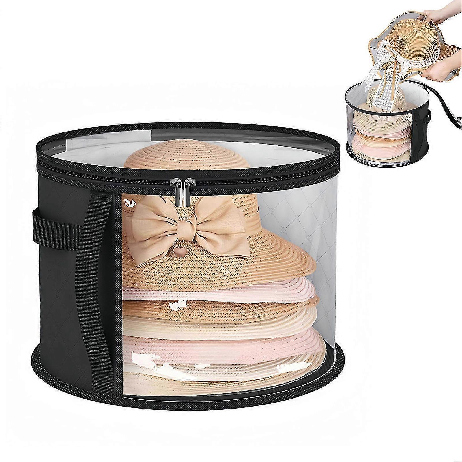 Round Hat Storage Organizer Bucket Convenient to Use with Dust Proof Lid Design Suitable for Gloves Scarves Plush Toys 25-26s