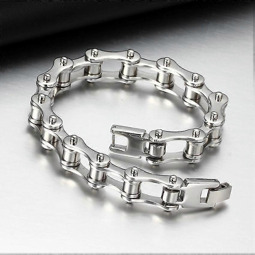 Pulseira de aço inoxidável para motociclista, modelo punk, 8,5 polegadas, para homens.