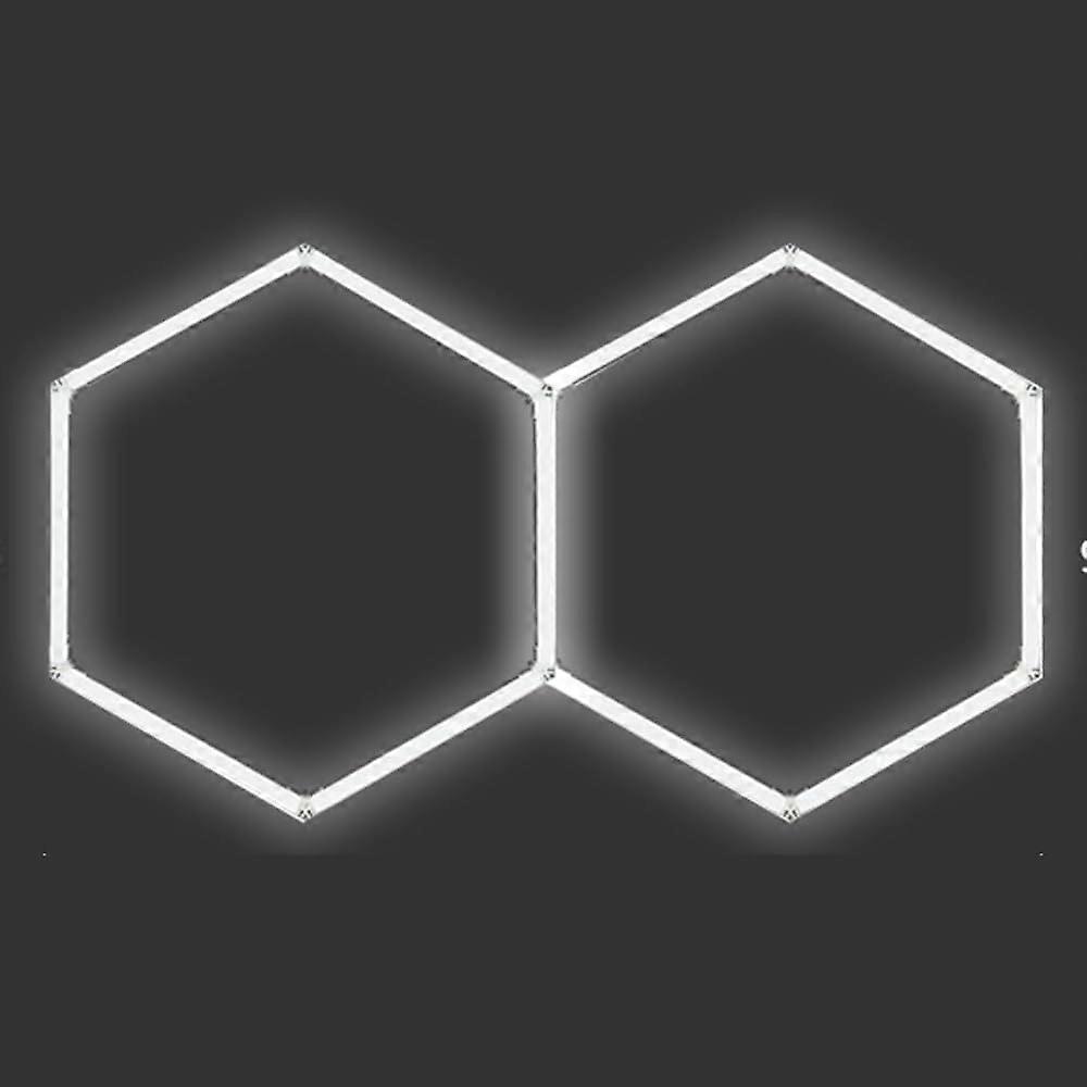 Hexagonal LED Garage Light, Honeycomb Ceiling Lamp, TwoHole Adjustable Fixture for Garages, Car Washes, Gyms