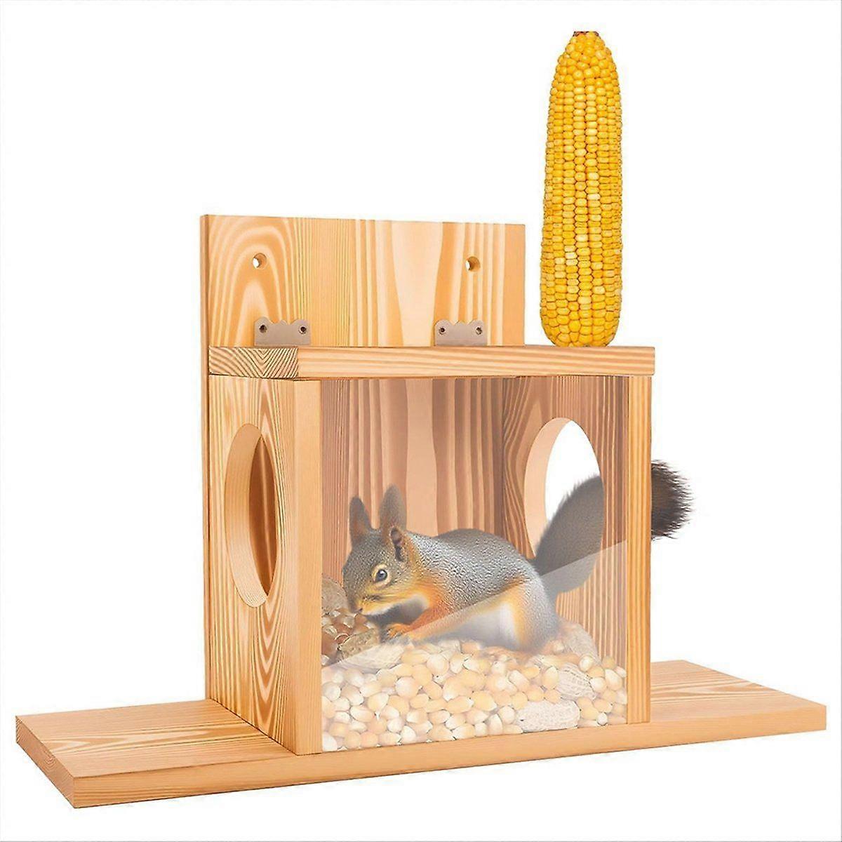 Squirrel Feeder for Outside, Wooden Picnic Table Feeder for Outdoors,Squirrels Nesting House Box,Wo