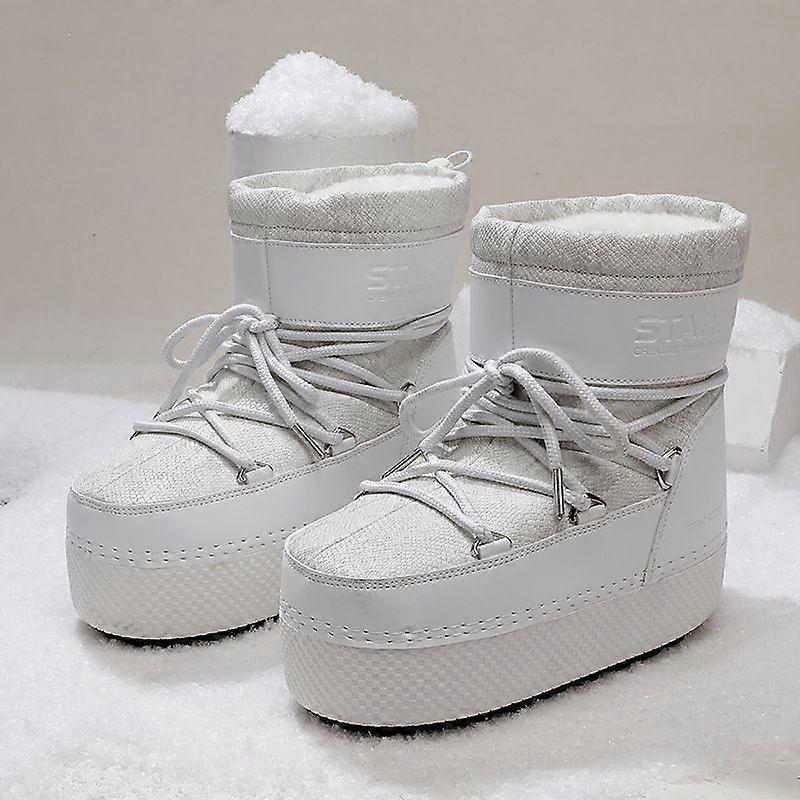 Kids Parent-Child Snow Boots Bright Color Ski Thick Sole Women's Moon Boots Waterproof Anti-Slip Space Boots