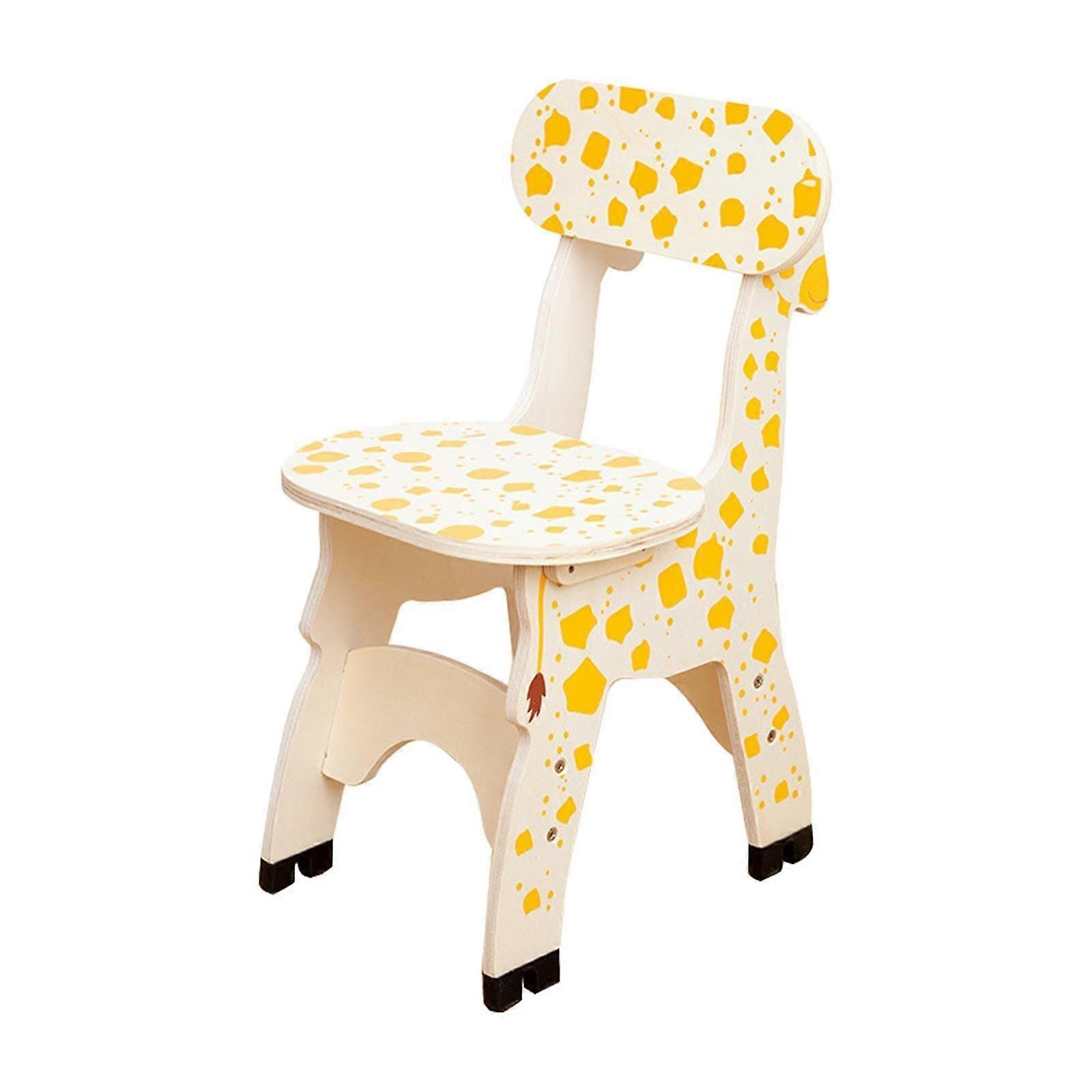 Wooden Stool Giraffe Shaped Back Support Step Stool For Bathroom And Playroom