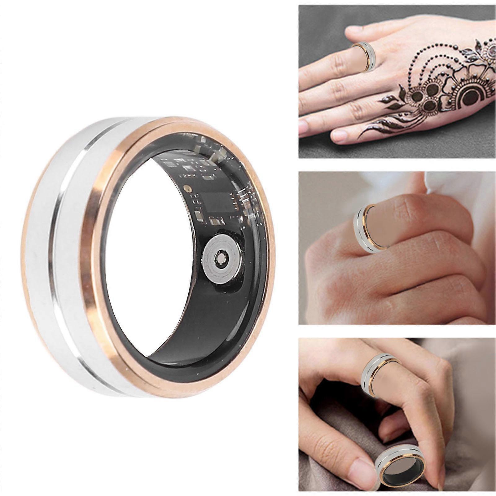 Smart Ring Fitness Tracker Stainless Steel IP68 Water Resistant Real Time Monitoring Smart Health Ring Step Counter with APP Silver Gold Inner Diamet