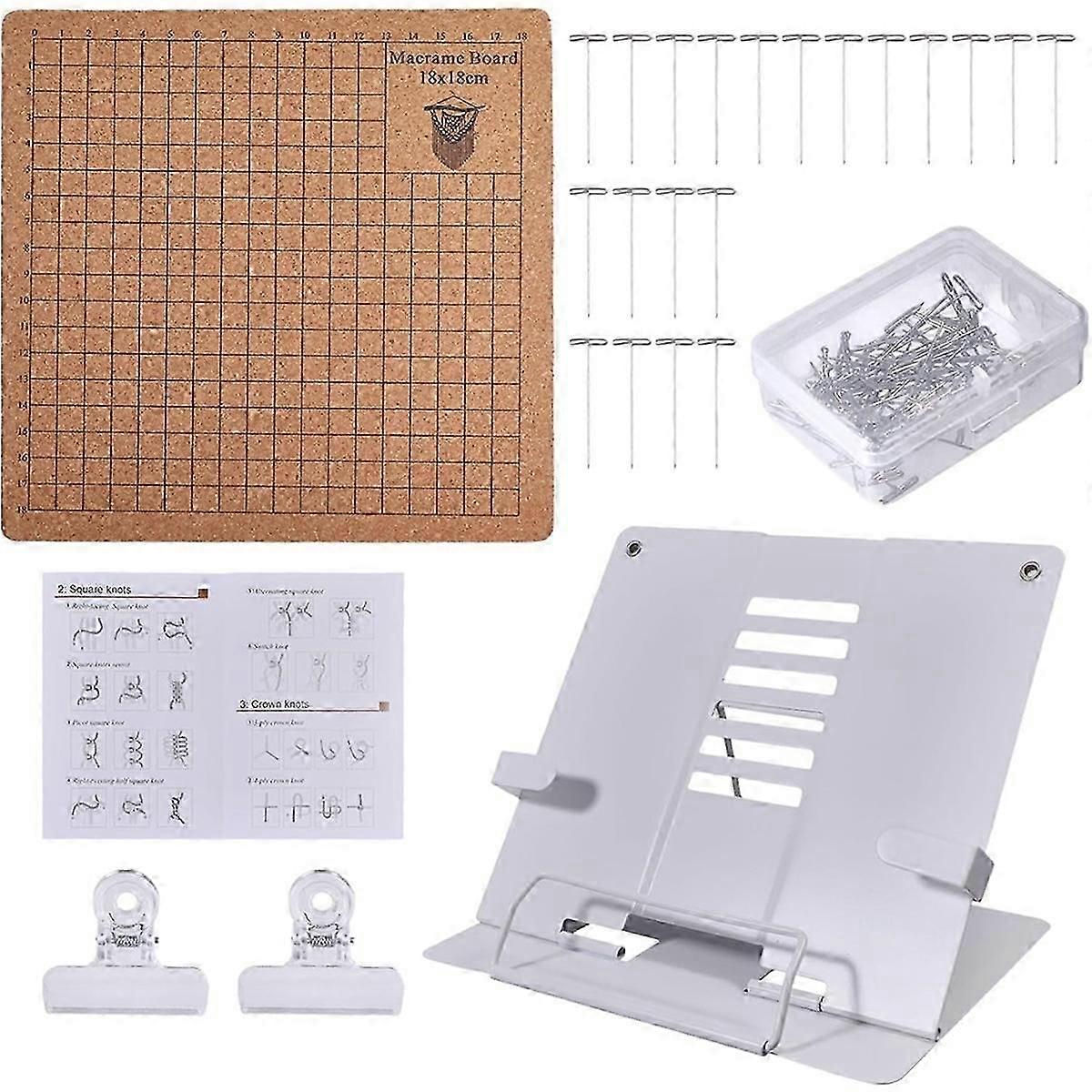 Planche à macramé unique de 20 x 20 cm et 50 épingles avec support réglable.
