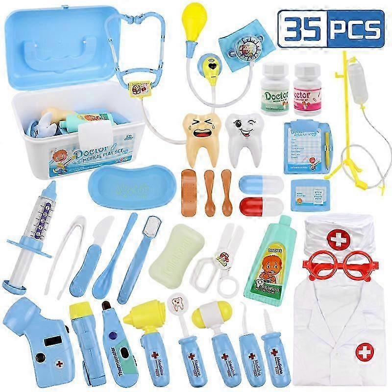 طبيب كيت ، 35 حزمة أطفال طبيب أسنان جراح طبيب بيطري مجموعة طبية مع الضوء والصوت