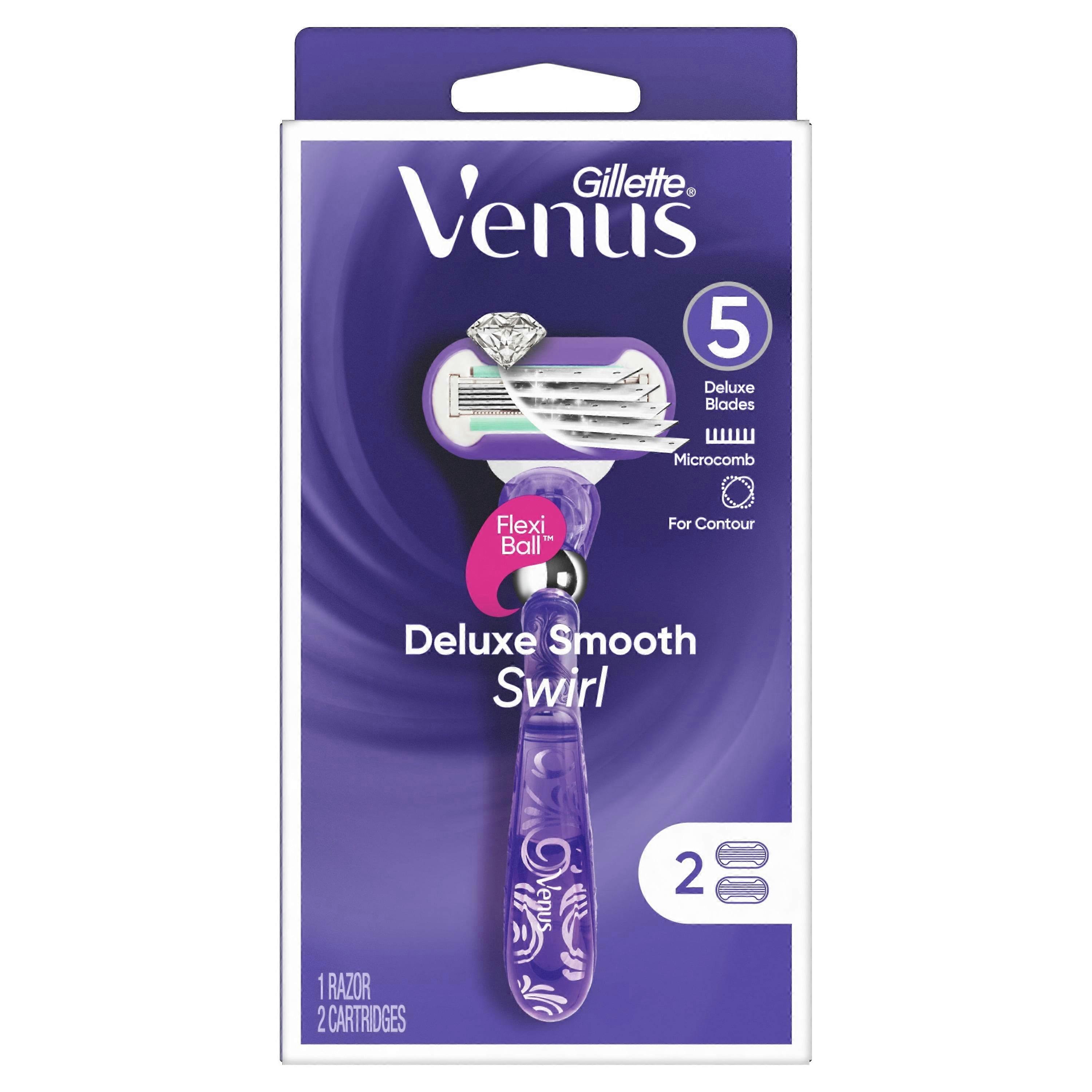 Gillette Venus Swirl Women's Razor Handle With 2 Blade Refills, 1 Ea