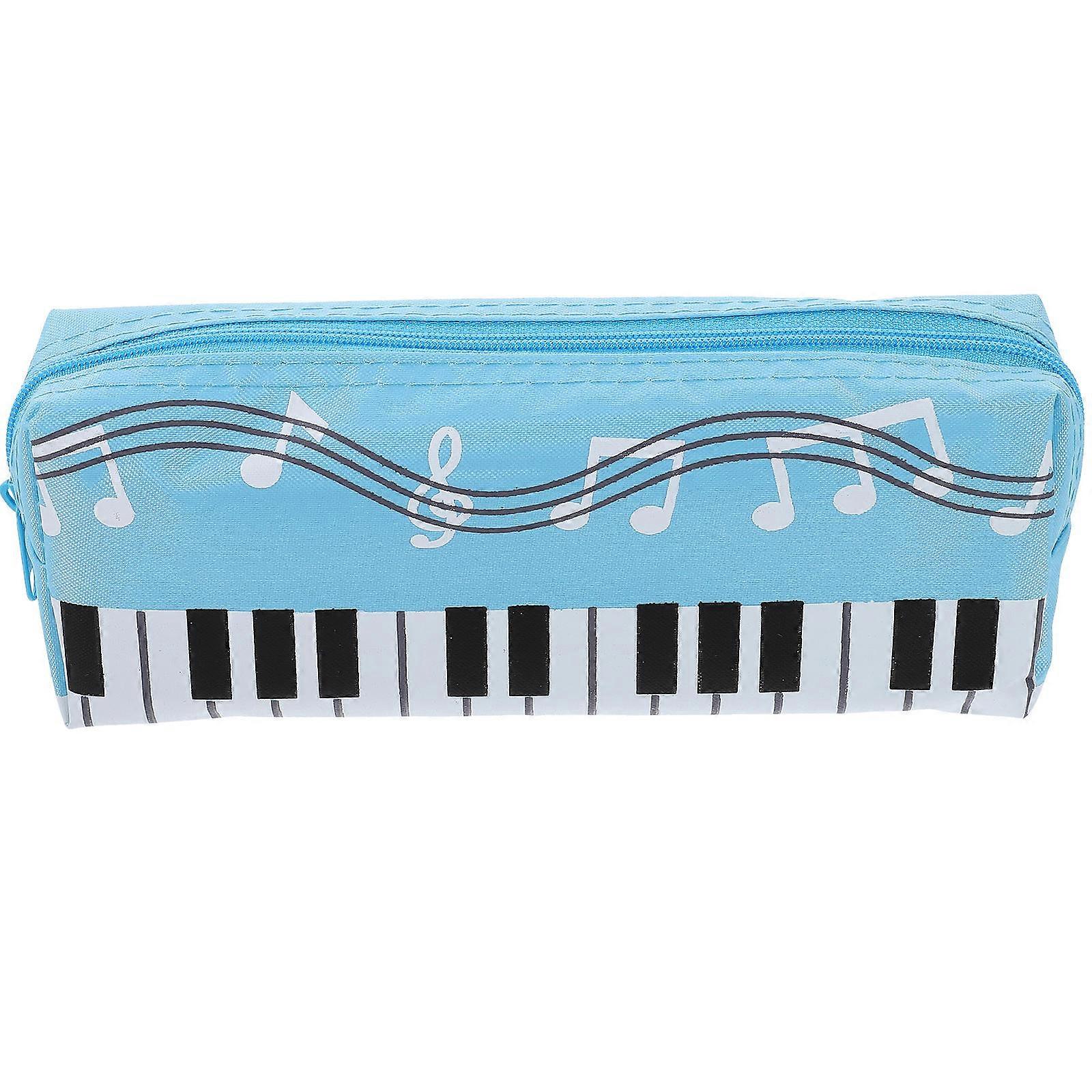 Keyboard Pencil Case Portable Piano Pattern Canvas Pen Organizer