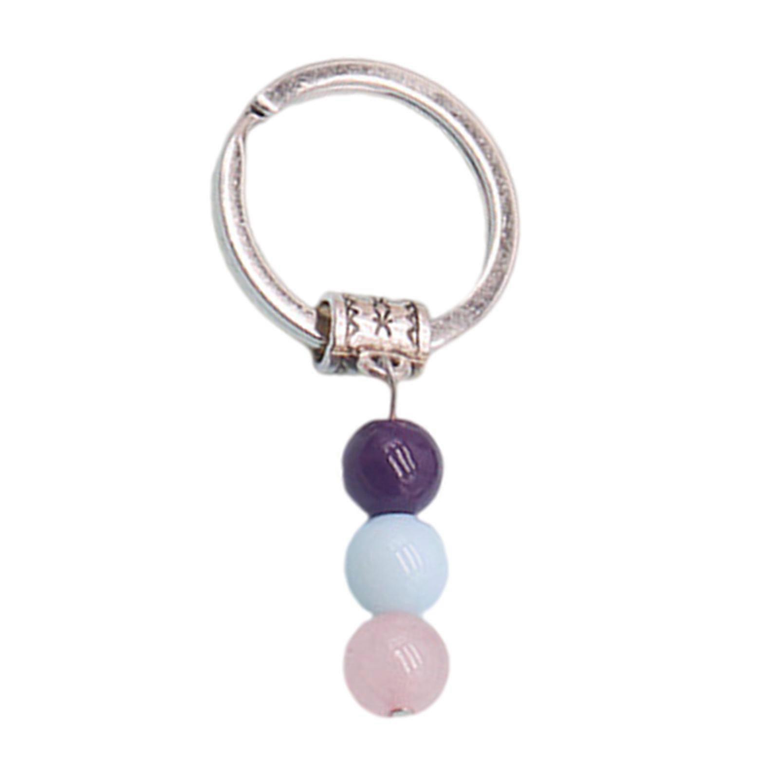 Handwoven Wax Thread Beaded Keychain Natural Stone Alloy Sturdy Lightweight Multi Use Accessory Multicolor