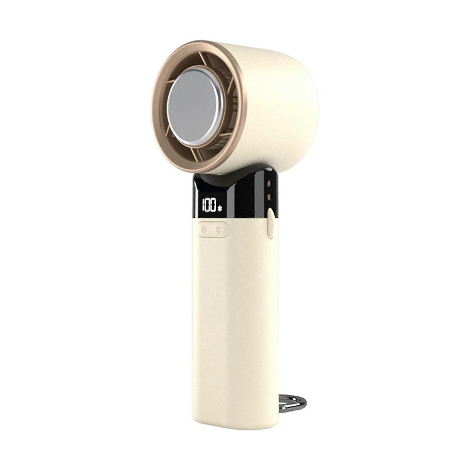 Portable USB Handheld Cooling Fan with Digital Display for Home or Outdoor Use, Beige
