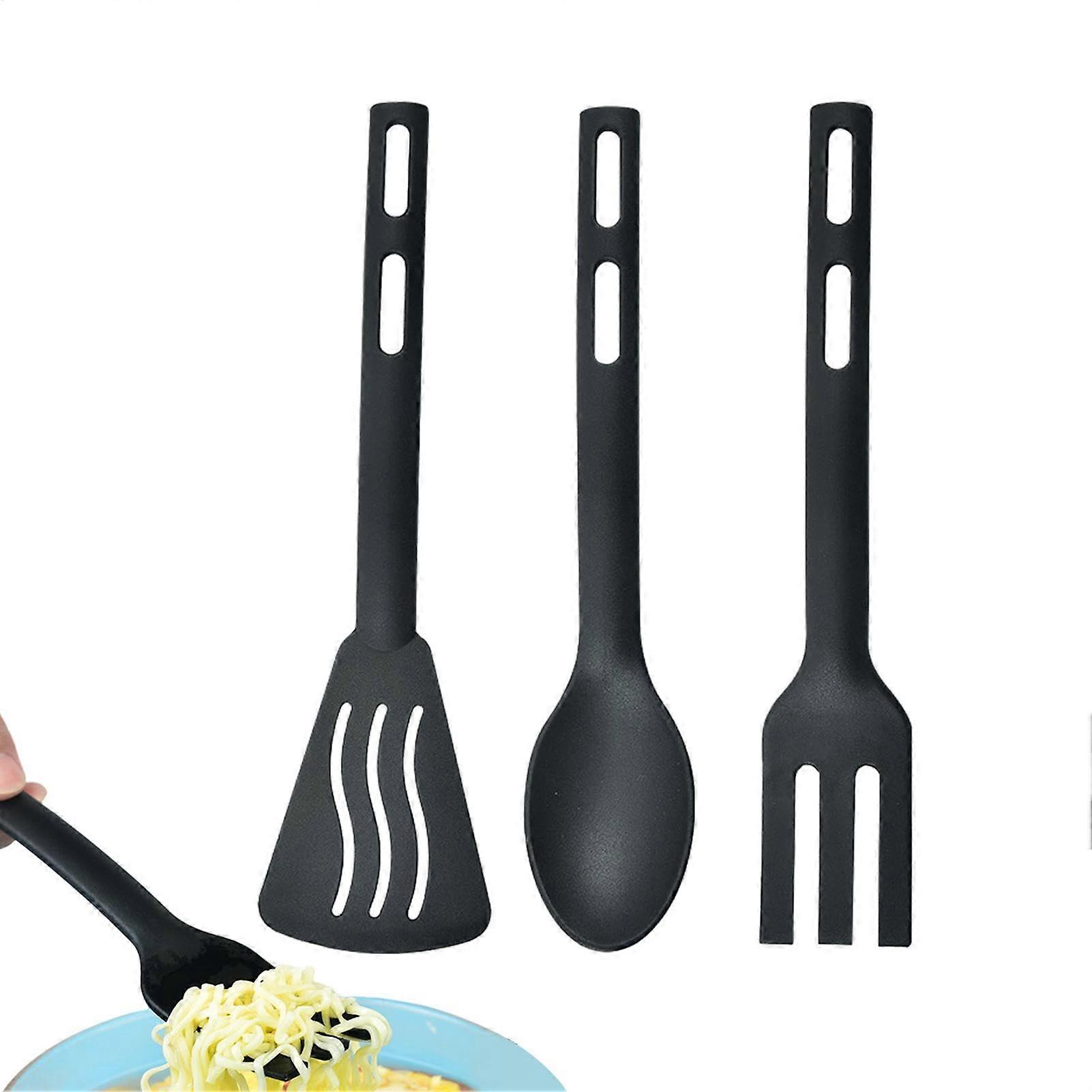 Silicone Cooking Utensil Set with Slotted Spoon, Spatulas, Turner, Fork, NonStick Heat Resistant