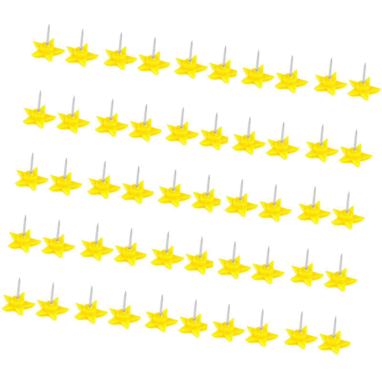 100Pcs Star Shape Push Pins Notice Board Thumb Tacks Cork Board Pin for Notice Boards Display Picture Note Memos  Yellow