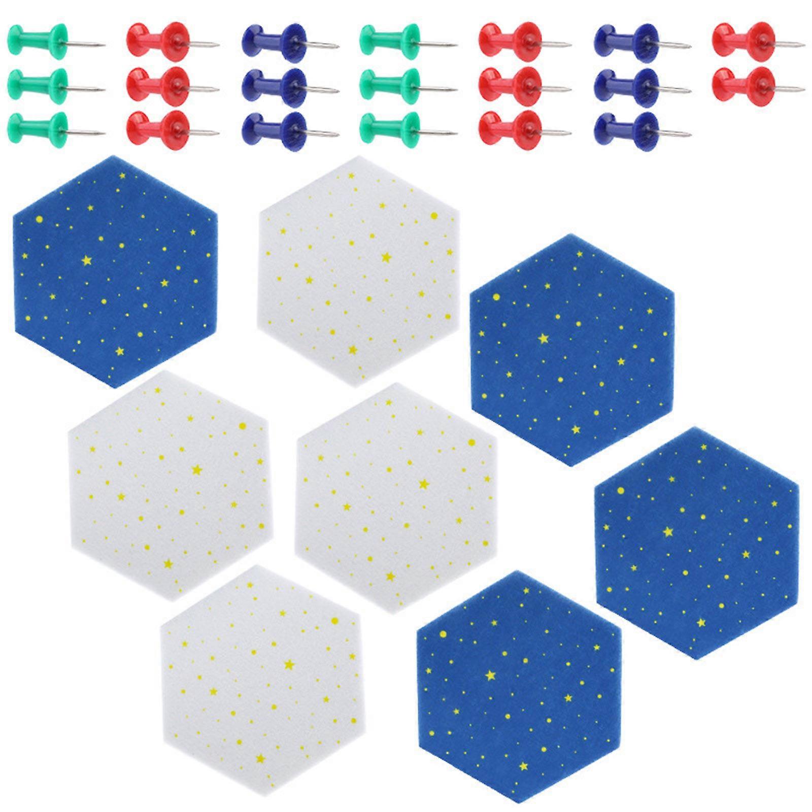 Felt Pin Board Hexagon Felt Bulletin Board Self-Adhesive Memos Board with Push Pin for Wall Office Home Decoration Multicolor