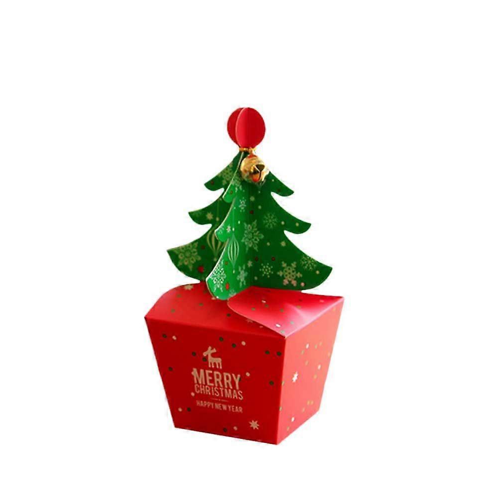 10pcs Gift Box Christmas Candy Storage Box Xmas Tree Pattern Case Size S