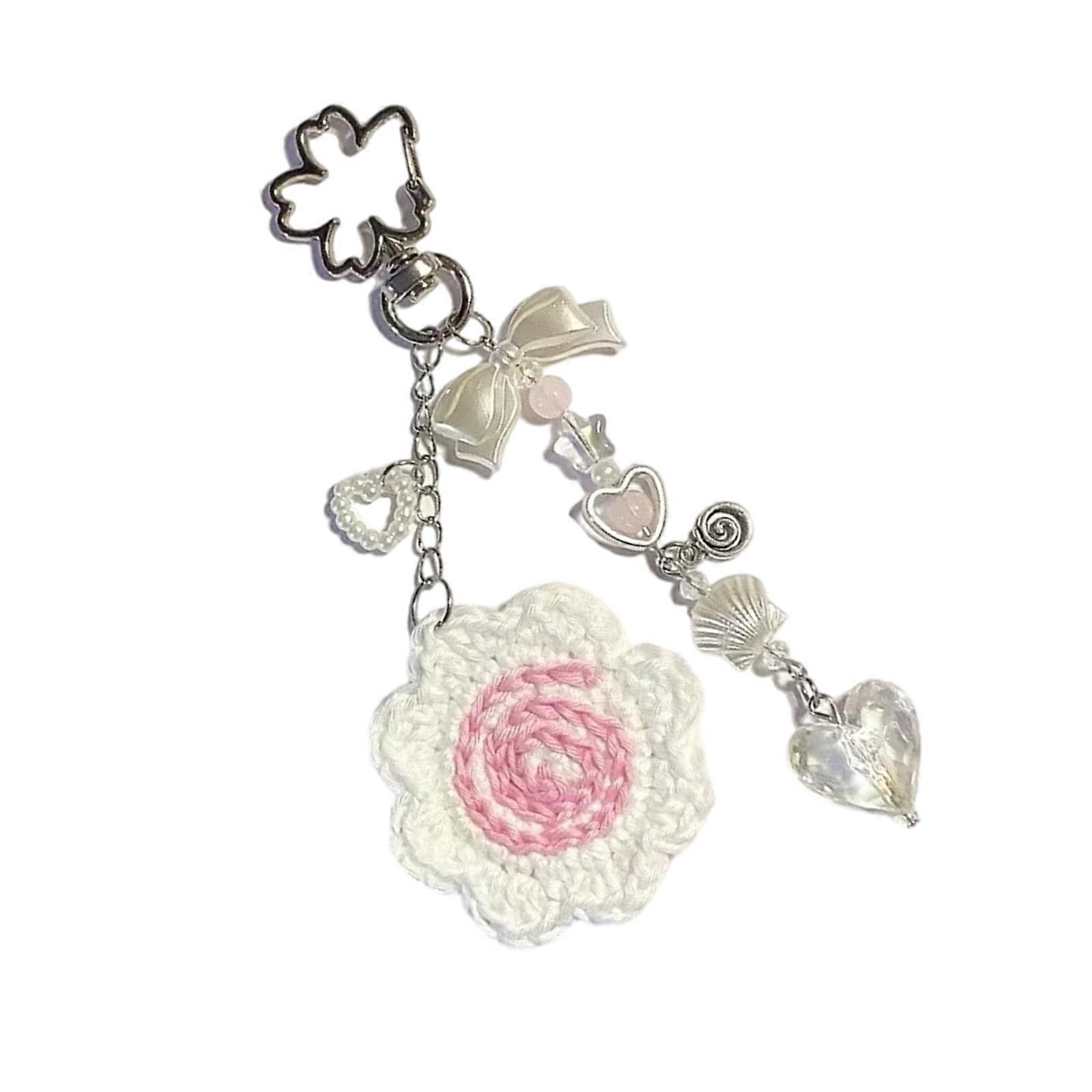 Lovely Handmade Keychain with Crochet Lollipop Crochet Bag Charm Unique Keyring Alloy Texture Suitable for Any Occasions Multicolor