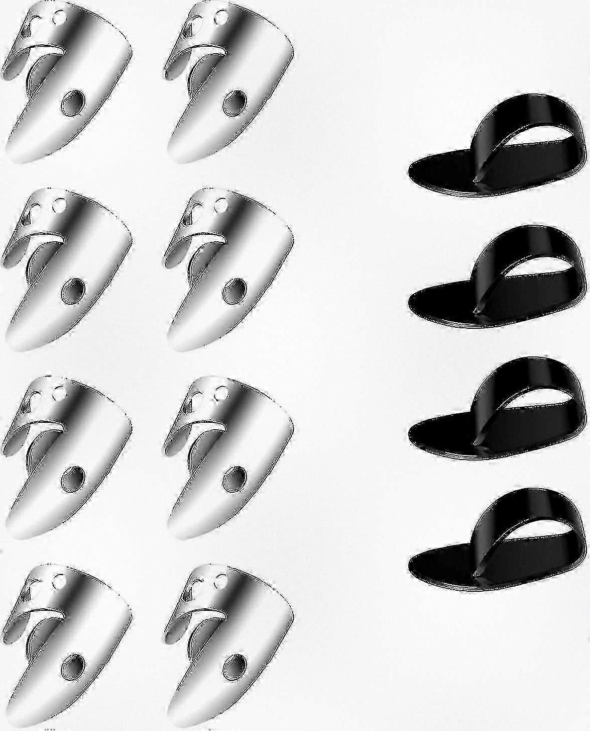 8-Piece Adjustable Finger Picks Set with Silver Steel and Plastic Plectrums for Guitar Banjo Harp Bass String Instruments