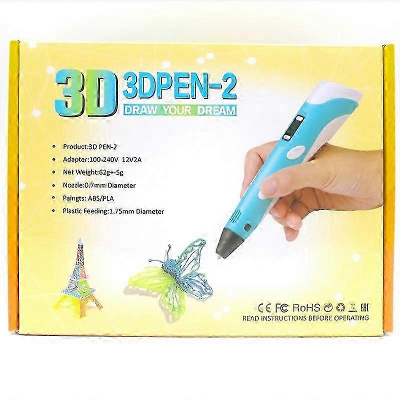 3DPEN-2 3D-printpen met display - inclusief 3D-pen, 3 startkleuren PLA-filament, Stencil_way Dxldv