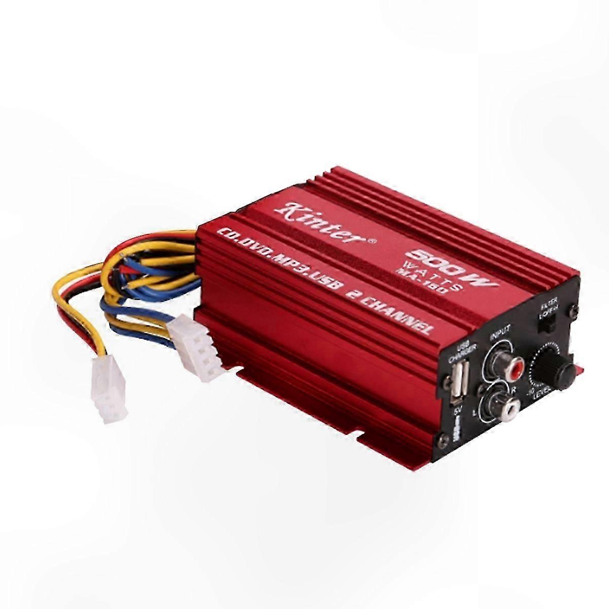 2 Channel Mini Stereo Amp with USB Port and MP3 Support for Car Audio Systems 12V Subwoofer Amplifier Cable Adapter