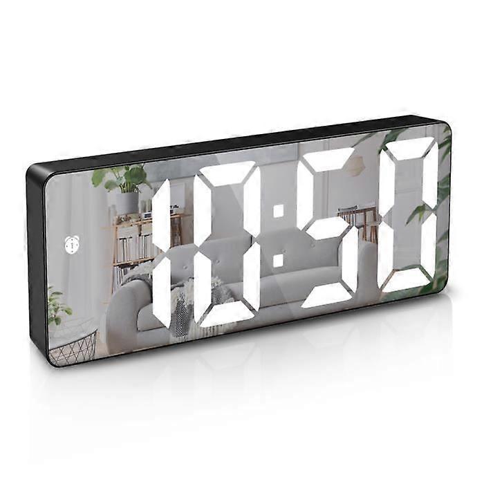 Digital Alarm Clock, LED Alarm Clock with Snooze Function, Adjustable Brightness, with Daytime Mode (LED Mirror)