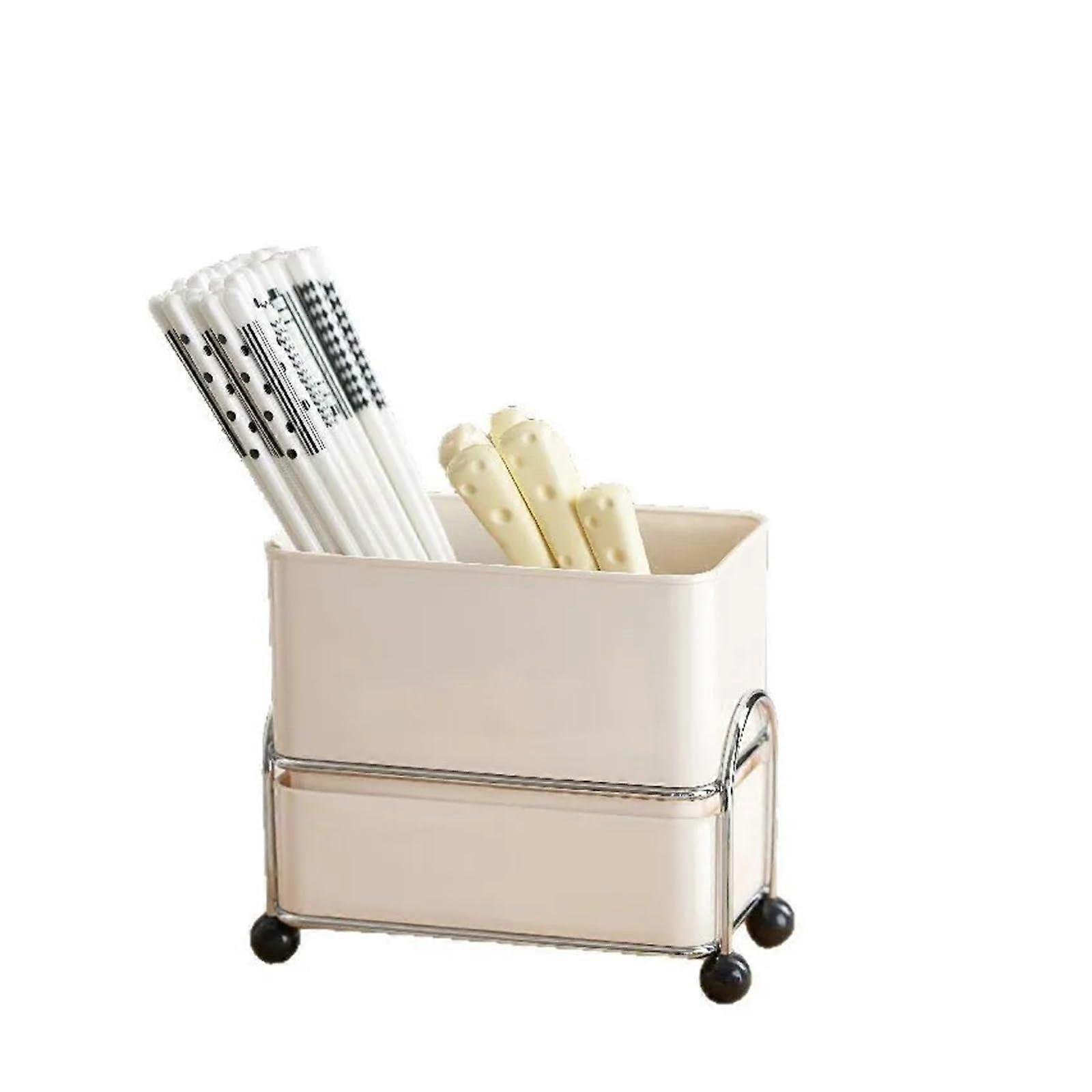 Kitchen Utensil Holder with Builtin Drainage, MultiCompartment Chopsticks and Cutlery Organizer