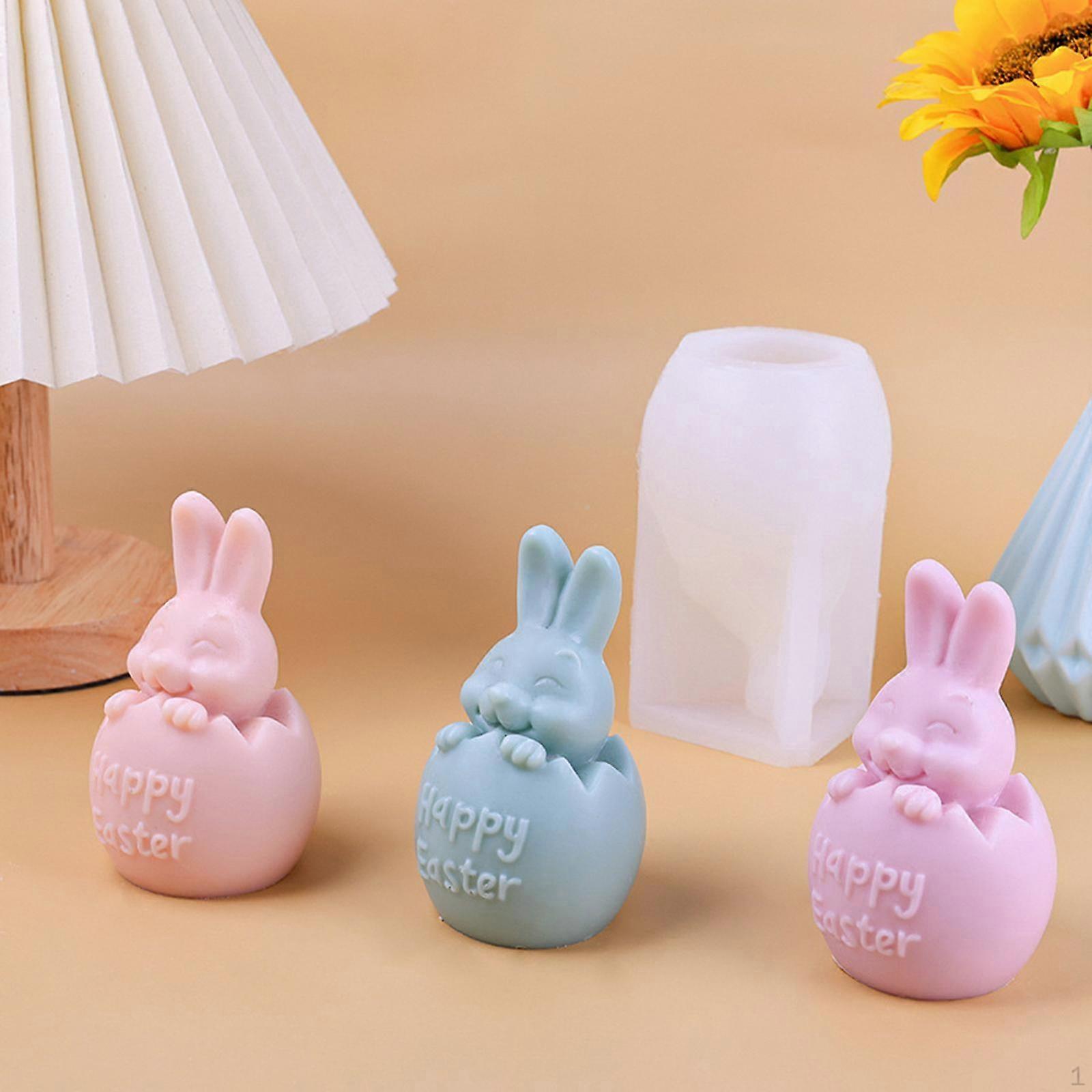 DIY Eggshell Rabbit Silicone Model Soap Casting Reusable Flexible Bunny Candle for Resin