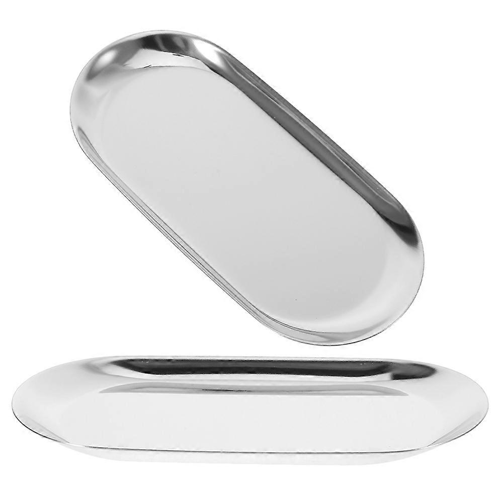 Small Tip Tray Stainless Steel for Cafe Use 2Pcs Silver Tray