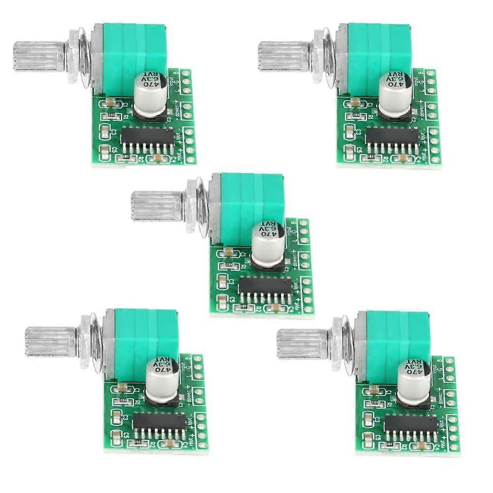 5Pcs Mini Stereo Audio Amplifier Board 5V DC 3W+3W Power Module with Potentiometer Switch